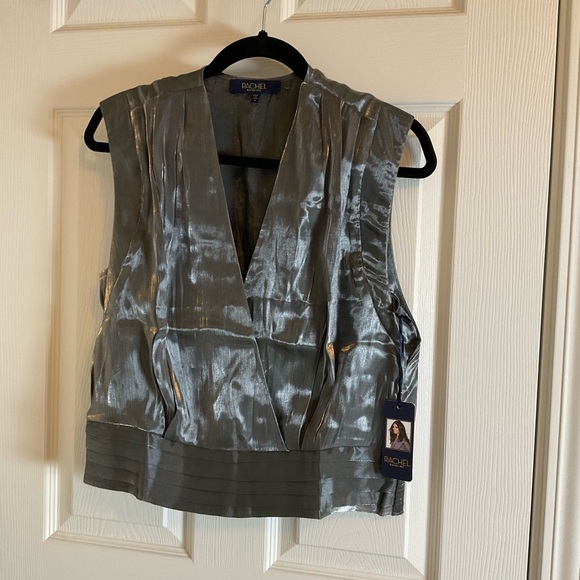 Rachel Roy Silver Sleeveless V-Neck Top size medium - Picture 12 of 12